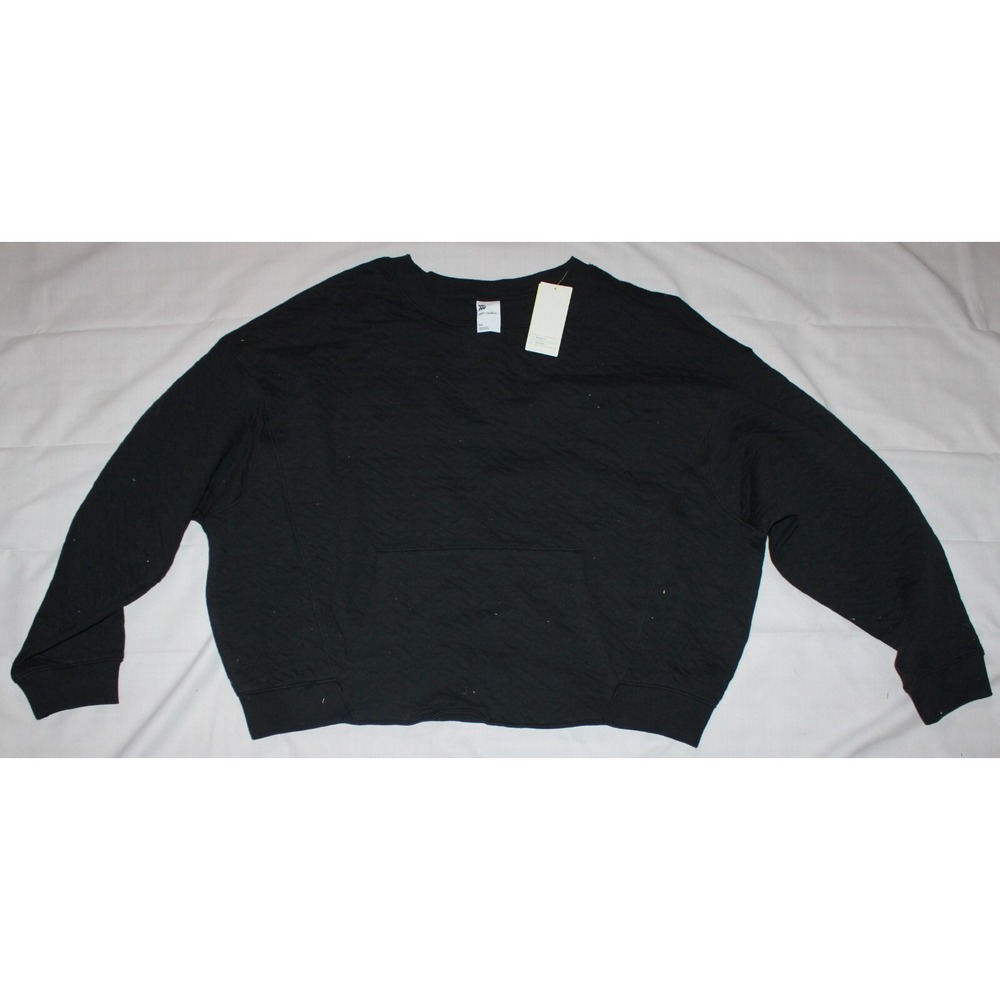 All In Motion Womens size S Long Sleeve Pull Over sweatshirt Black quilted look